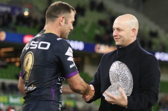 Todd Greenberg commemorates Cameron Smith’s 400th NRL game in 2019.