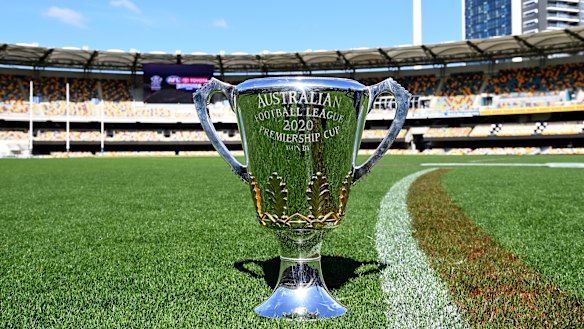 The 2020 AFL Premiership Cup at the Gabba.