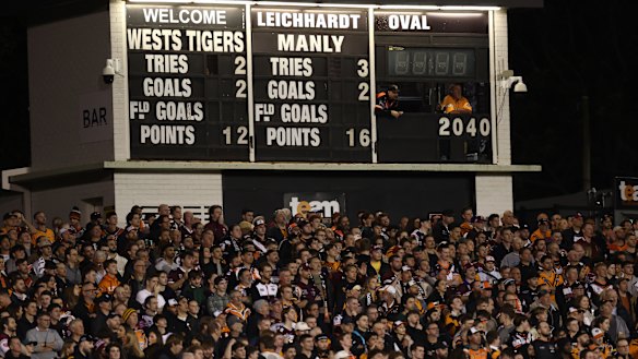 Wests Tigers fans support their team at Leichhardt Oval.