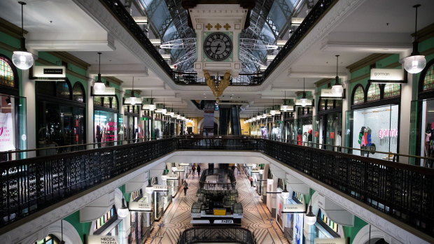 Not a soul in sight as the clock strikes 6.45pm in the Queen Victoria Building.