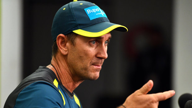 On front foot: Justin Langer at the SCG on Thursday.