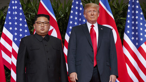President Donald Trump meets with North Korean leader Kim Jong-un on Sentosa Island, in Singapore on June 12.