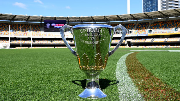 The 2020 AFL Premiership Cup at the Gabba.