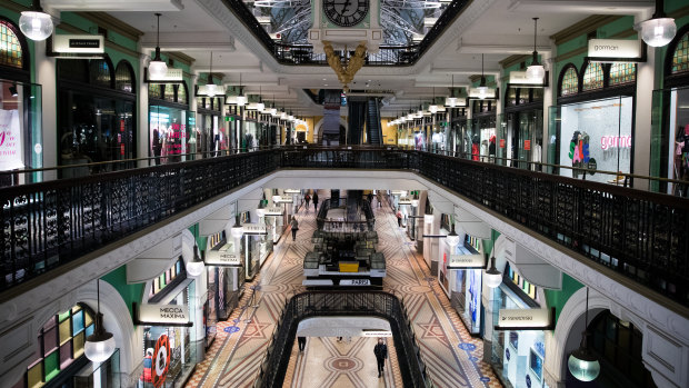 Not a soul in sight as the clock strikes 6.45pm in the Queen Victoria Building.