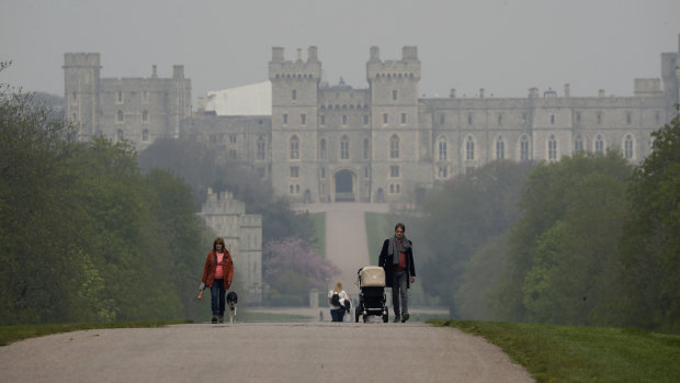 Windsor Castle seen from the Long Walk, which is next to the grounds of Frogmore Estate.