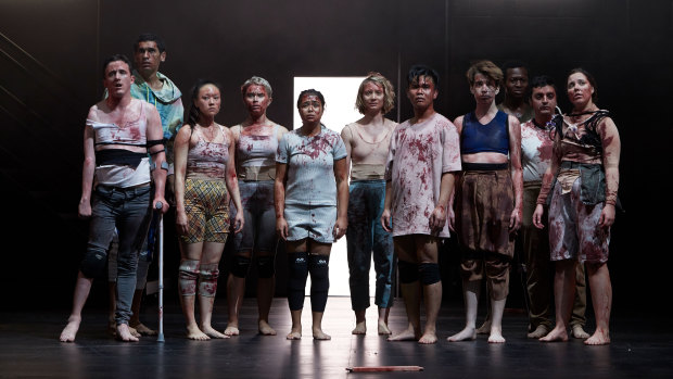 Bloodied and blooded: The cast of Kip Williams' Lord of the Flies.