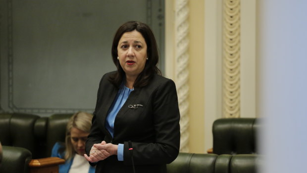 Premier Annastacia Palaszczuk during question time on the last sitting day of Parliament in 2020 before the October election.