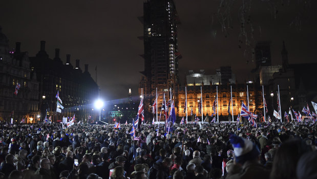 A large rally near Big Ben and the Palace of Westminster to mark the formal departure.