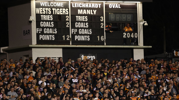 Wests Tigers fans support their team at Leichhardt Oval.