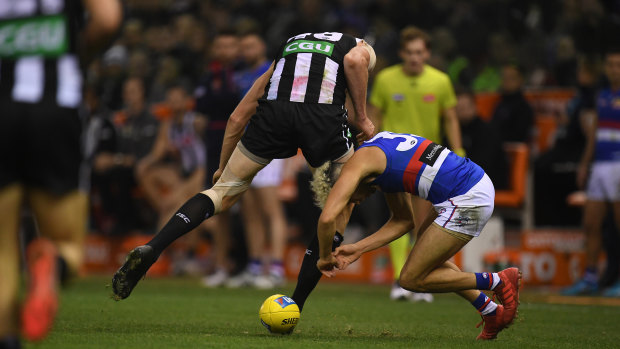 Mason Cox was reported for this bump on Jason Johannisen.