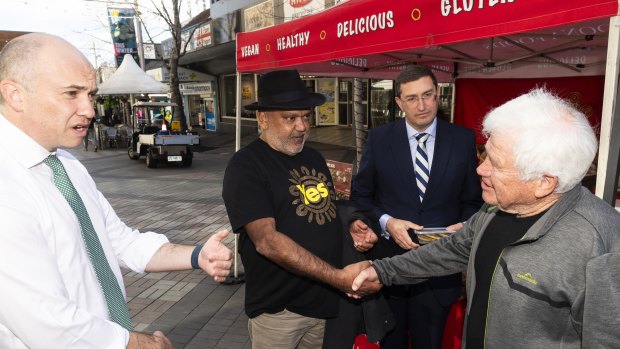 Leeser campaigning with Noel Pearson and NSW MP Matt Kean in July.