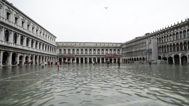 San Marco square remains covered in flood water days after the second highest tide since 1966.