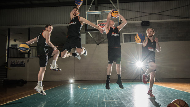 ACT Basketballers (from left) Dylan Simpson, Lachlan Ross, Tim Hewitt, and Reece Kaye.