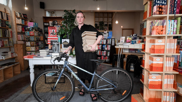 Leesa Lambert has started doing deliveries by bike and van at Neighbourhood Books. 