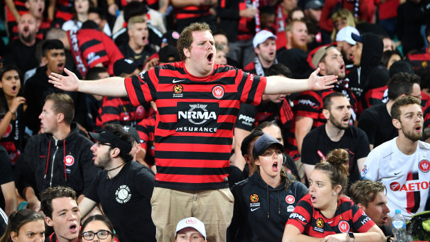 Seeing red: Wanderers fans at the SCG were not impressed.