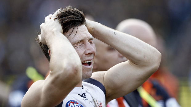 Toby Greene could not hide his anguish after the Giants were demolished by Richmond on Saturday.