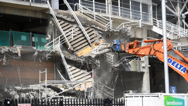 Demolition works underway at Allianz Stadium on Thursday.