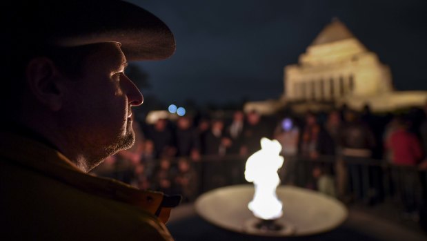 The Anzac Day dawn service at the Shrine of Remembrance.