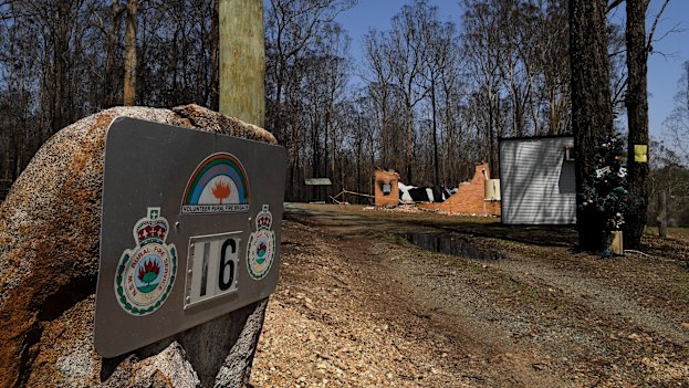 The remains of the RFS Rainbow Flat shed that was destroyed on November 8, 2019.