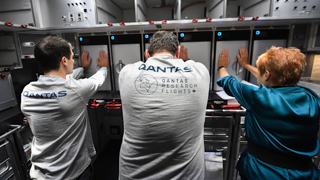 Passengers on board the Qantas flight.