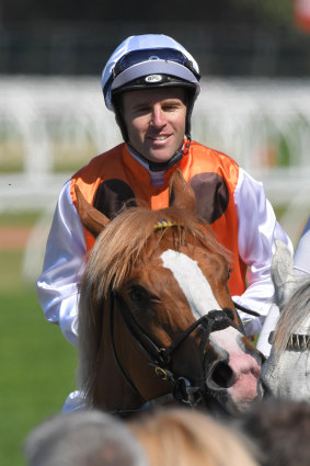 Tommy Berry returns to scale on Standout after the Heritage Stakes.