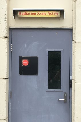 A door to the Heavy Ion Accelerator Facility at the ANU.