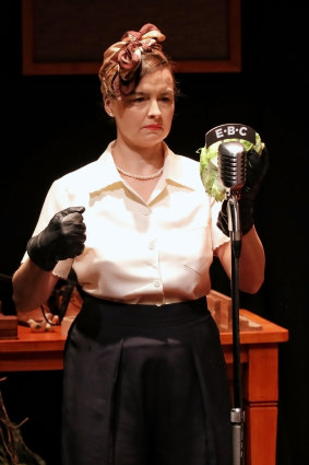 Katie Fitchett as the sound effects artist in Murder on the Wireless.