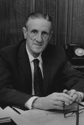 Fairfax’s Rupert Henderson in his office in Sydney, March 1962.