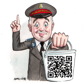 Telstra CEO Andy Penn. Scan the QR code to donate.