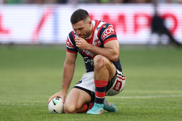 James Tedesco before a HIA ruled him out of the game.