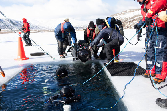 One of the custom immersive camera rigs used to film Submerged.