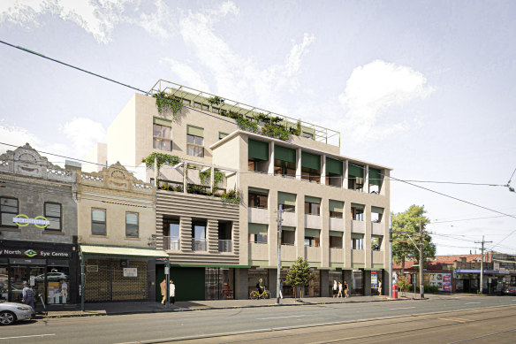 An artist’s render of the proposed development at 786-794 Nicholson street in Fitzroy North.