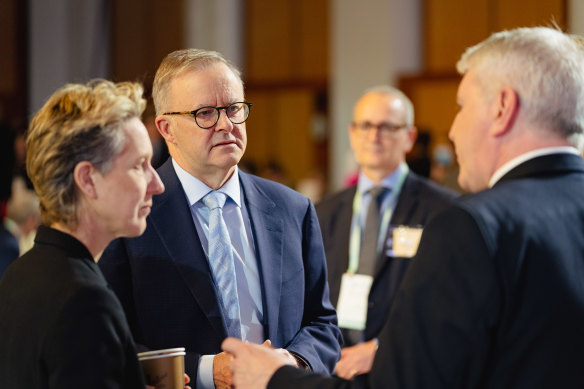 McManus and Prime Minister Anthony Albanese at the jobs summit in September 2022.