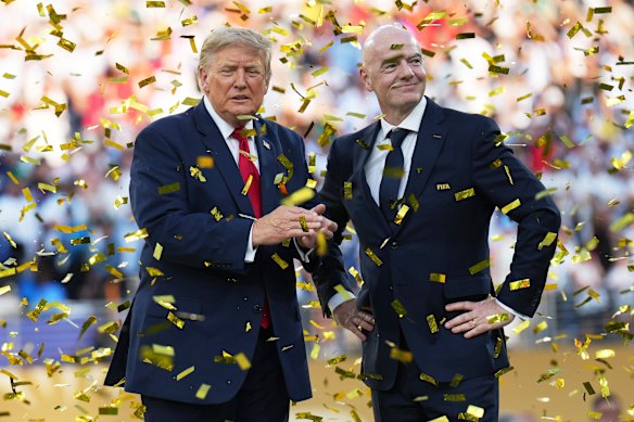 US President Donald Trump and FIFA president Gianni Infantino after the World Cup final.