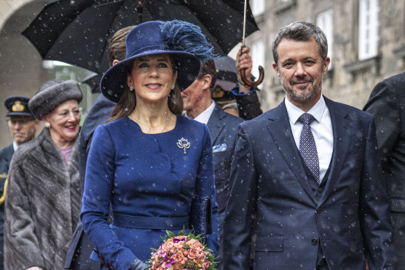 Denmark’s King Frederik X and Queen Mary and members of the royal family arrive at Folketing, the Danish parliament.