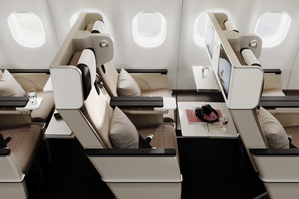 Swiss International Air Lines’ new cabin design with anti-jet lag lighting.