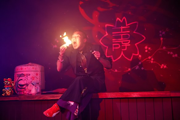 Maho Magic Bar, is a pop-up Japanese cocktail bar with a magic show inside.