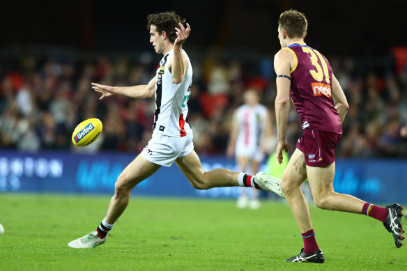 Max King booted three goals for the Saints in their win over the Lions.