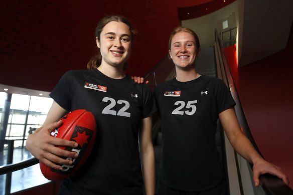 Millie Brown (left) was picked up by Geelong under the father-daughter rule.