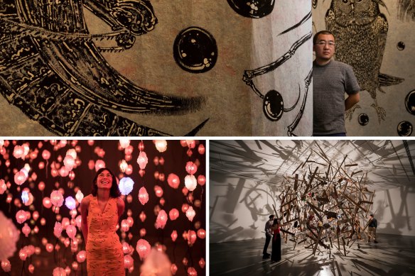 Sun Zun, Cornelia Park and Pipilotti Rist (clockwise from top) shows are among the MCA’s recent highlights.