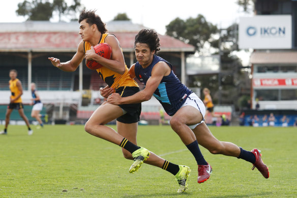 Alwyn Davey jnr (right) has nominated Essendon as his club of choice under the father-son ruling.