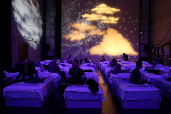 The audience at a performance of Max Richter’s Sleep at The Bass Concert Hall in Austin, Texas, at the SXSW festival.
