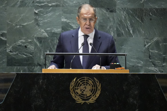 Russian Foreign Minister Sergey Lavrov addressing the United Nations in September.