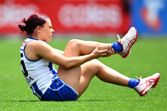 Jenna Bruton was ruled out early in the grand final with a footy injury.