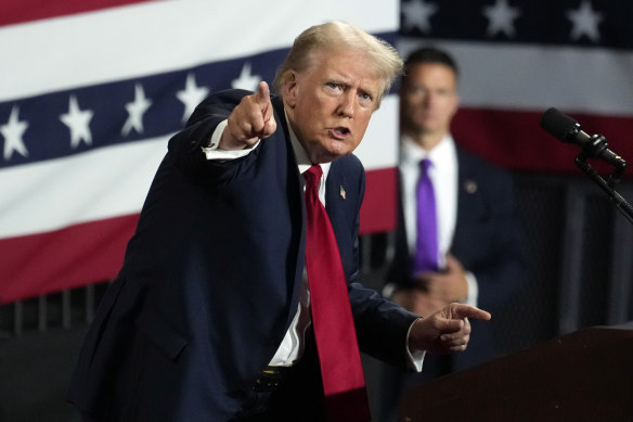 Republican presidential candidate former President Donald Trump speaks at a campaign rally Wednesday, July 24, 2024, in Charlotte, N.C.