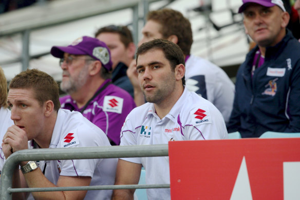 Smith watches the 2008 grand final loss to Manly from the stands after his suspension.