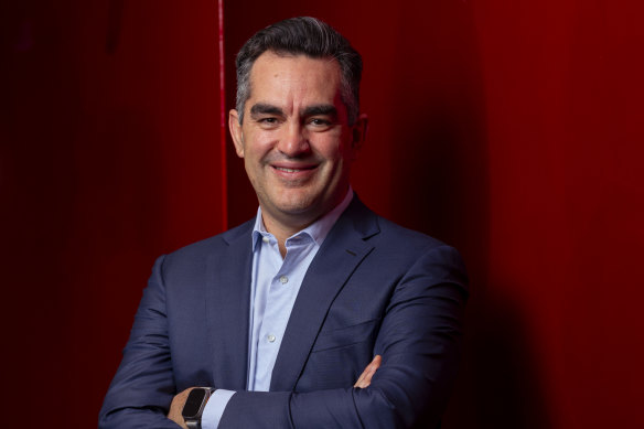 Super Retail CEO Anthony Heraghty all smiles on results day.