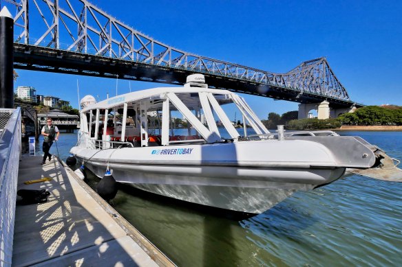A River to Bay boat uses the new private terminal at Howard Smith Wharves paid for as part of the state government’s $5.5 million river tourism incentives in 2021.