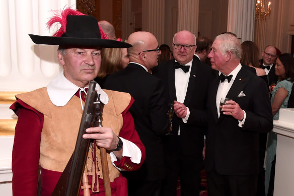 Prince Charles and George Brandis at an Australian bushfire relief event in 2020.