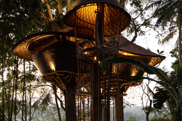 Bambu Indah resort in Sayan offers extraordinary treehouse-style accommodations.